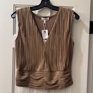 Heartloom Tan Pleated Blouse